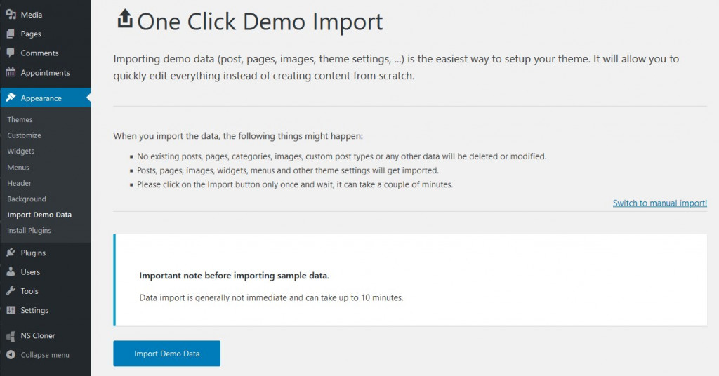 import demo data