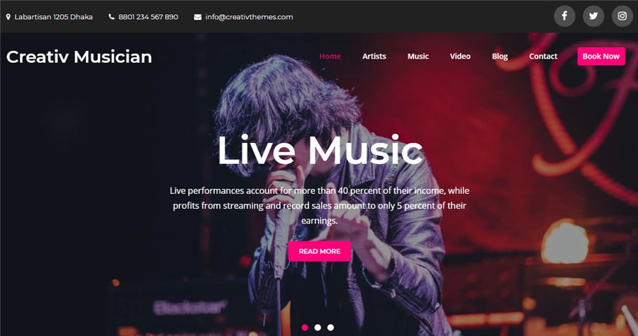 WP Free Theme Creativ Musician 