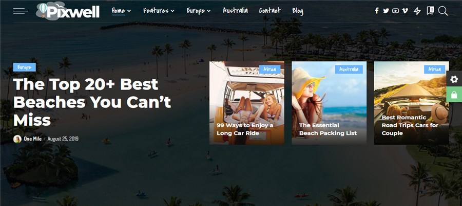 Pixwell best WP theme for travel blog