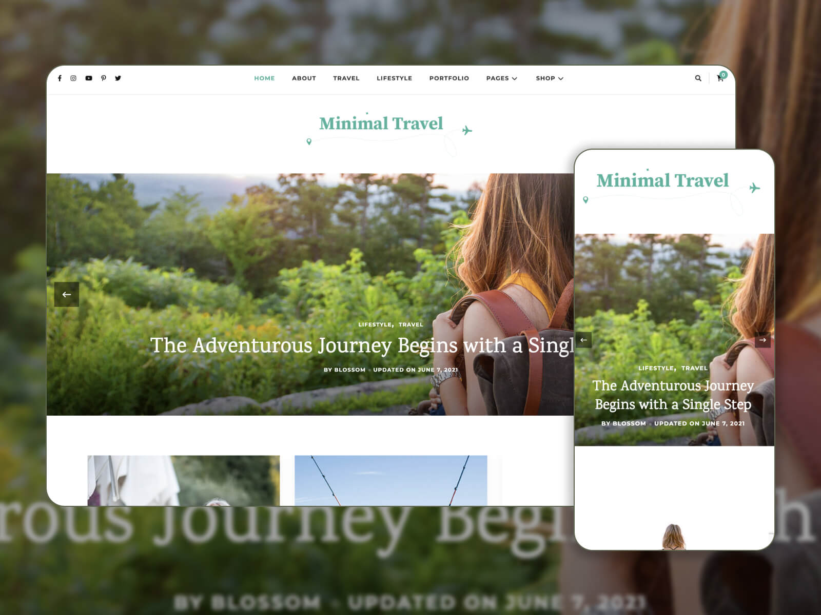Snapshot of Minimal Travel - best intuitive navigation travel blog website template for easy exploration in silver, gray, darkslategray, darkolivegreen, and white color range