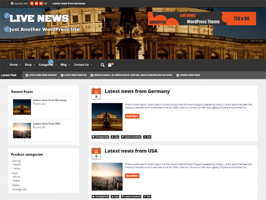 WP Live News Best Free Themes for Newspaper