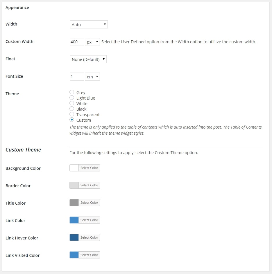 Easy Table of Contents WP Plugin