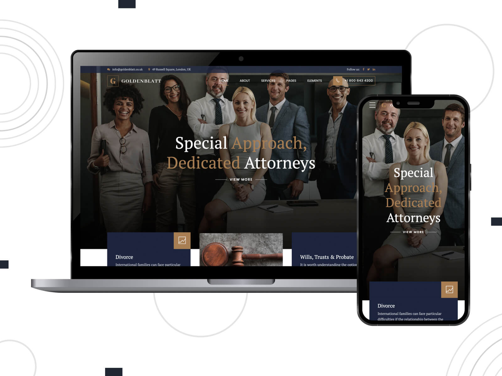Picture of Goldenblatt - dark, calm, fast-loading one of the best WordPress themes for consultants with client testimonials in sienna color mix.
