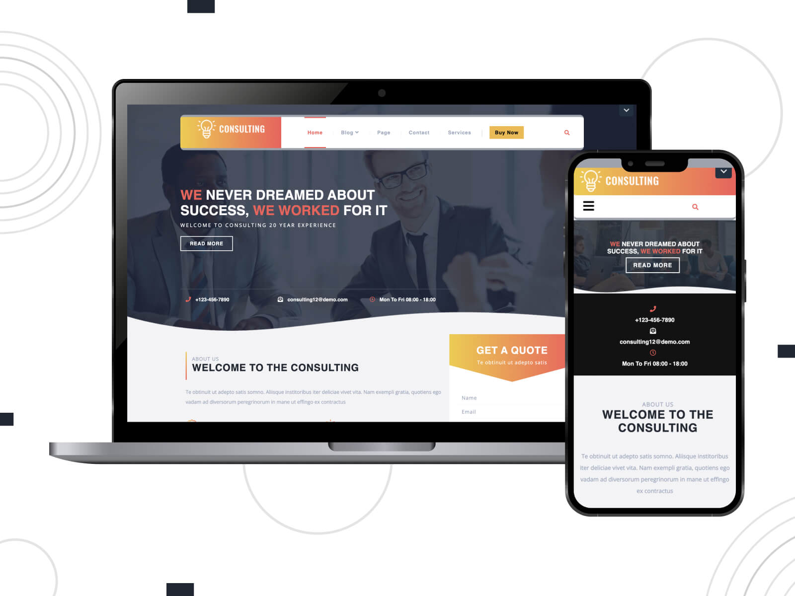 Image of VW Consulting - light, warm, premium WP theme for professional consultants with booking features in indian red, dark slate gray, and sandy brown color gradation.