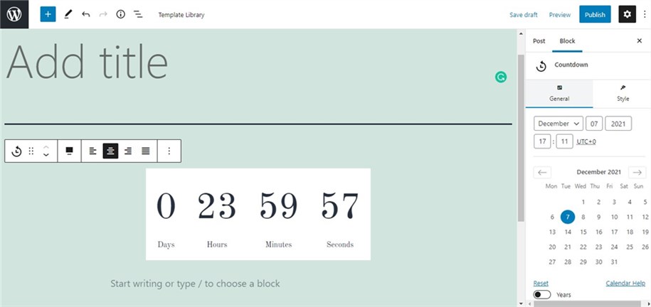 Countdown timer block for Gutenberg Getwid