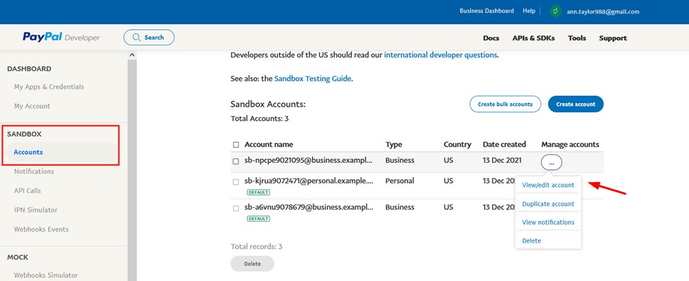 account details