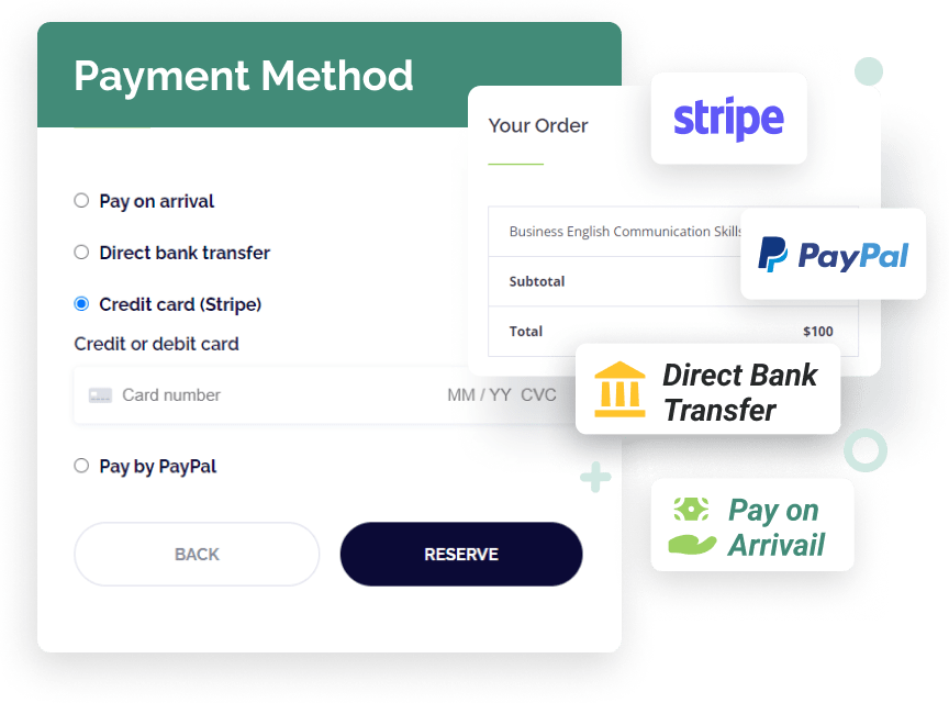Accept Payments Online or Upon Arrival