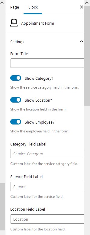 appointment form block