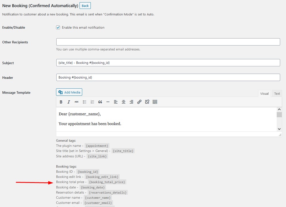 booking details in appointment booking plugin payments