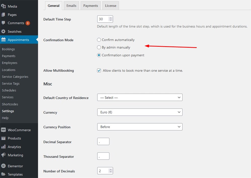 confirmation modes