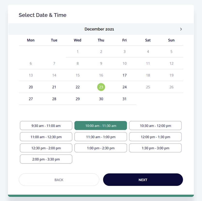 default booking widget