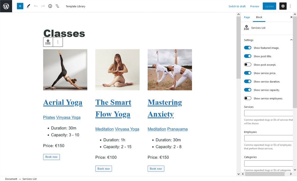 services list yogamo
