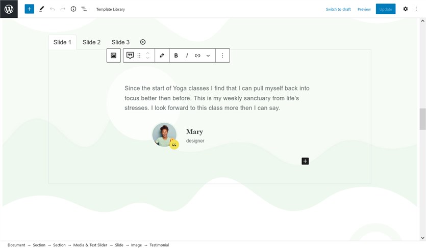 slider testimonial yogamo