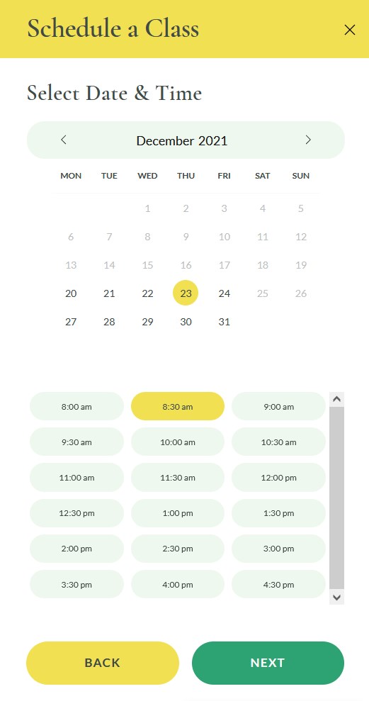 step 2 booking form