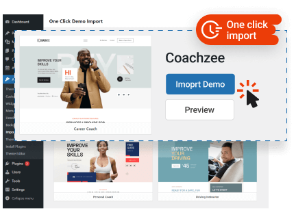 One-click WordPress Coach Website Template Setup