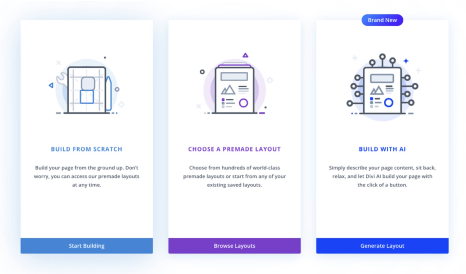 Screenshot of getting started menu in Divi.