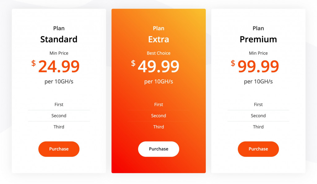 Price Table Widget Example