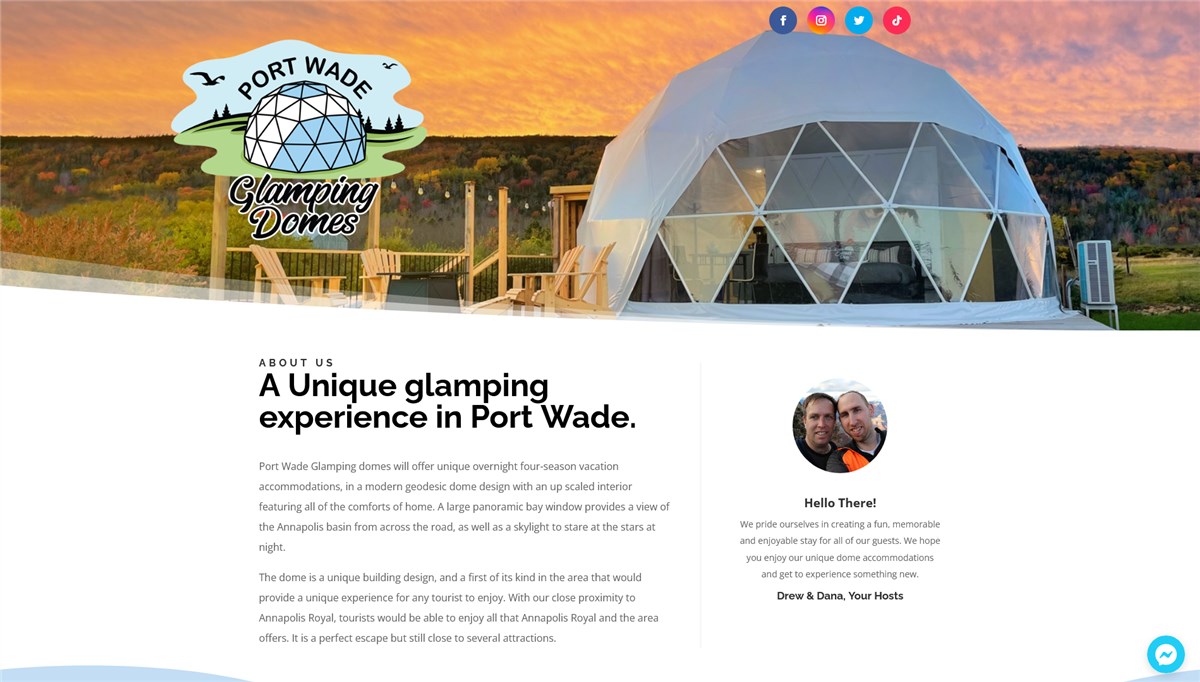 port wade glamping dome website