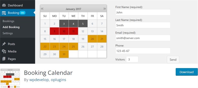 Booking Calendar wordpress spa scheduling software