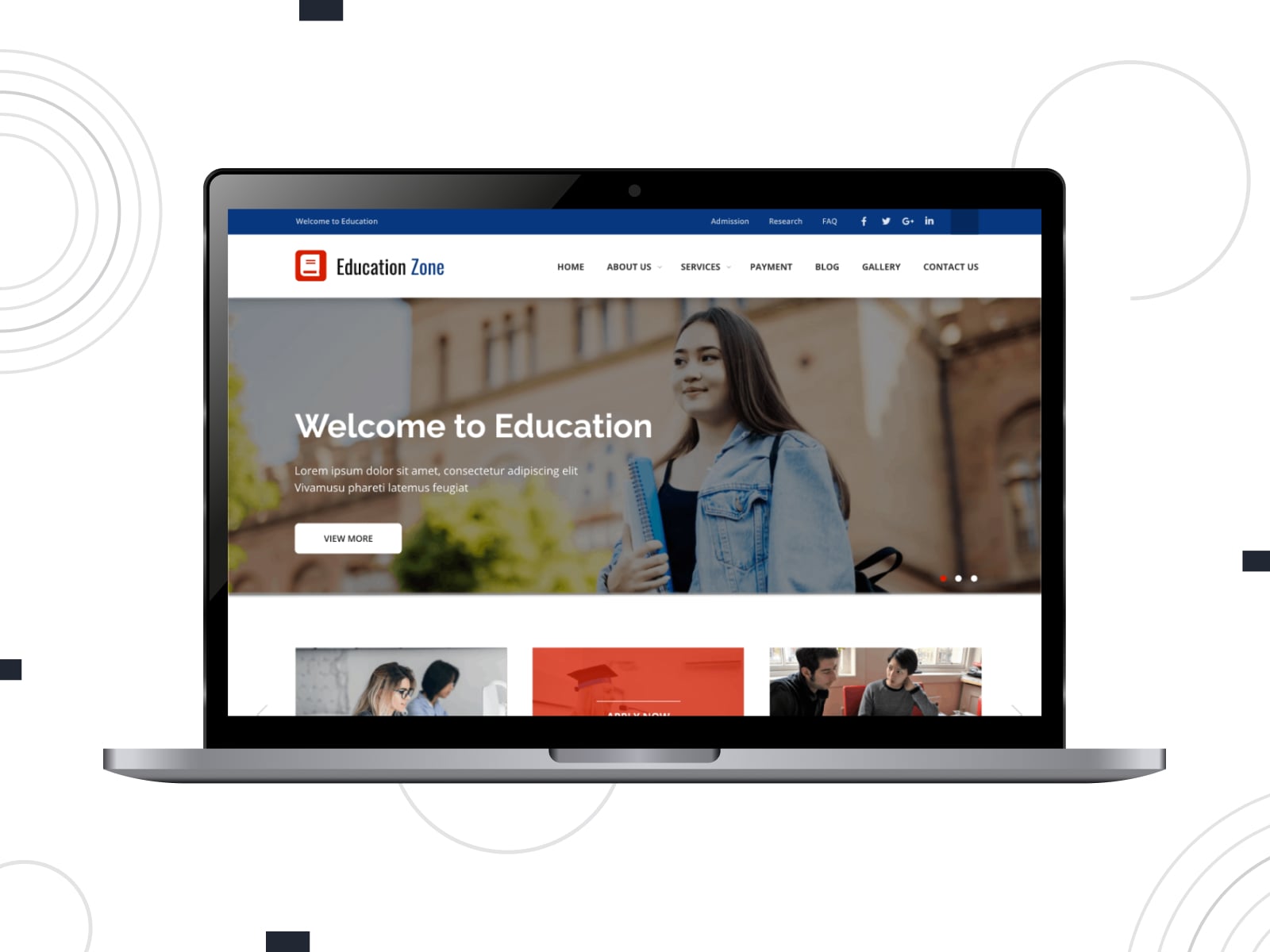 Collage of the Educational Zone free wordpress theme for teachers sites on mobile and desktop screens.