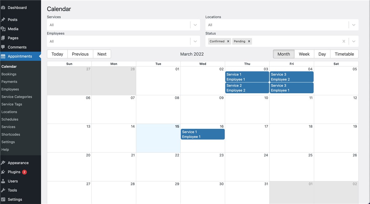 View Appointment Bookings in Calendar - MotoPress