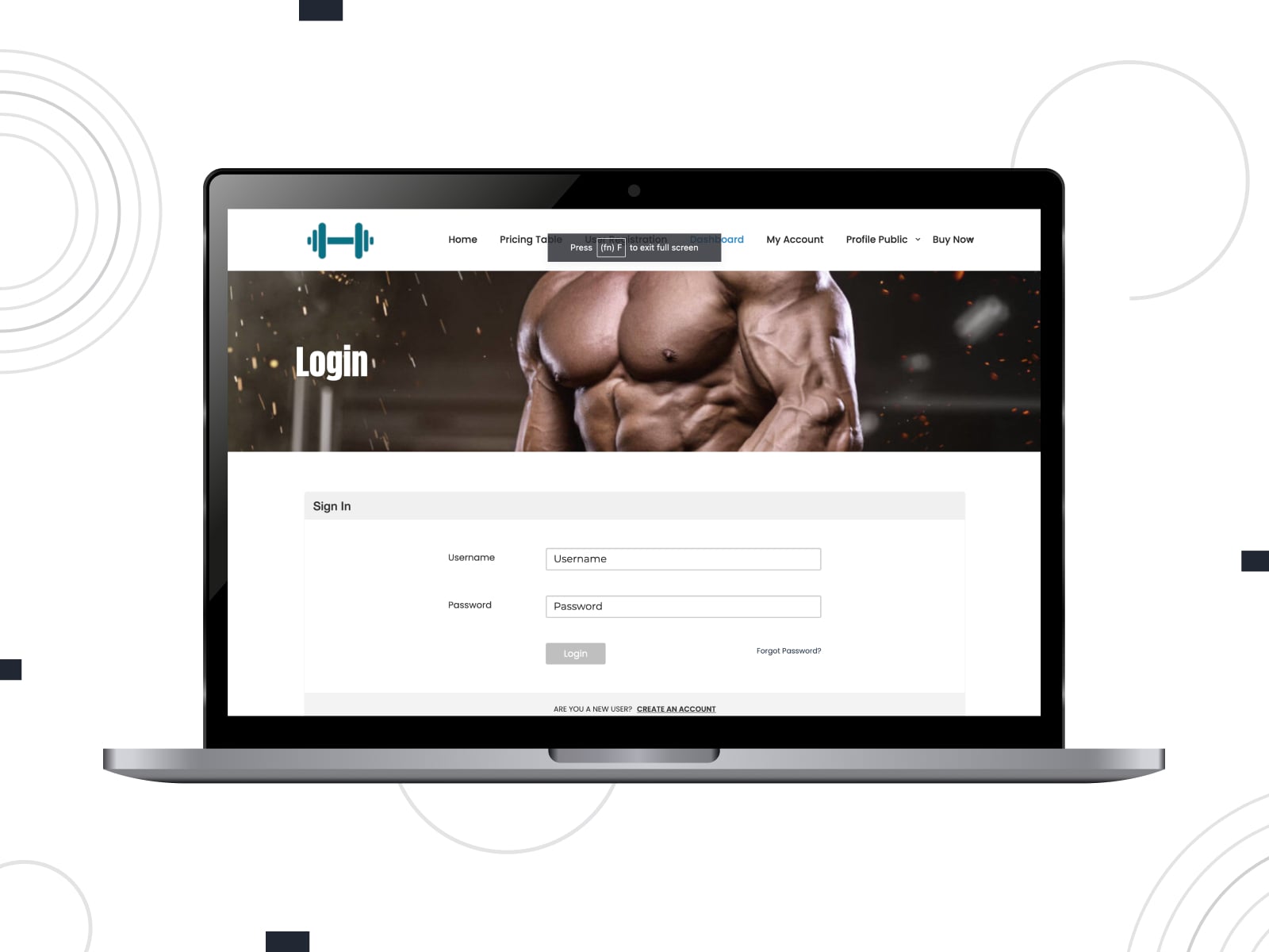 Collage of the Fitness Trainer plugin demo page on the desktop screen.