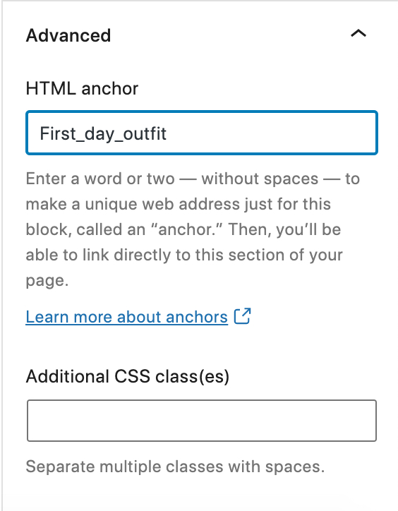 adding wordpress anchor links manually 2