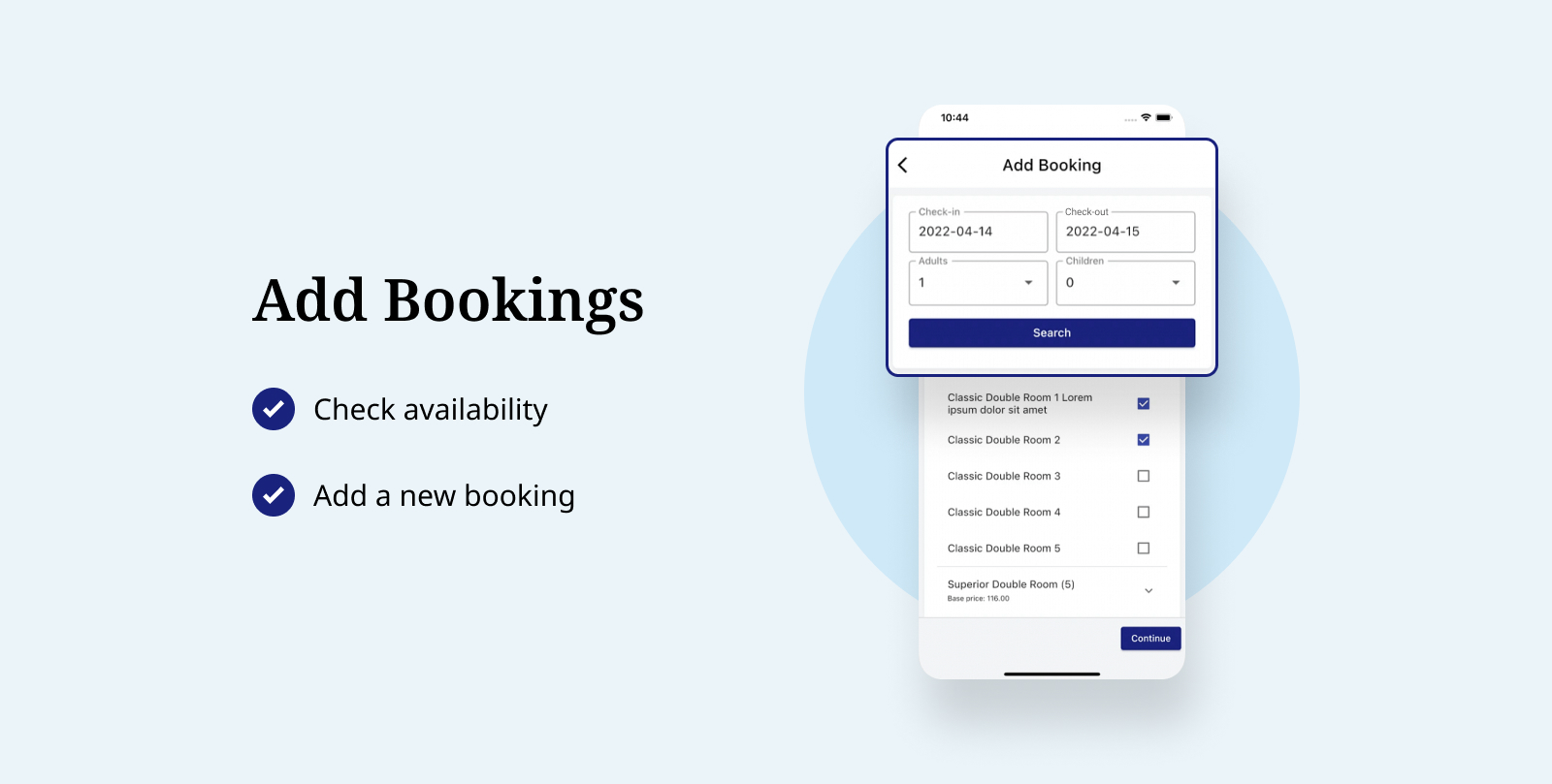 hotel booking mobile app wordpress add bookings