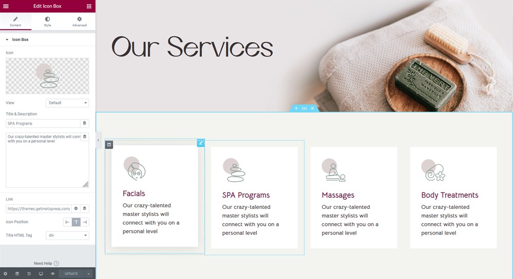 lotus spa services elementor