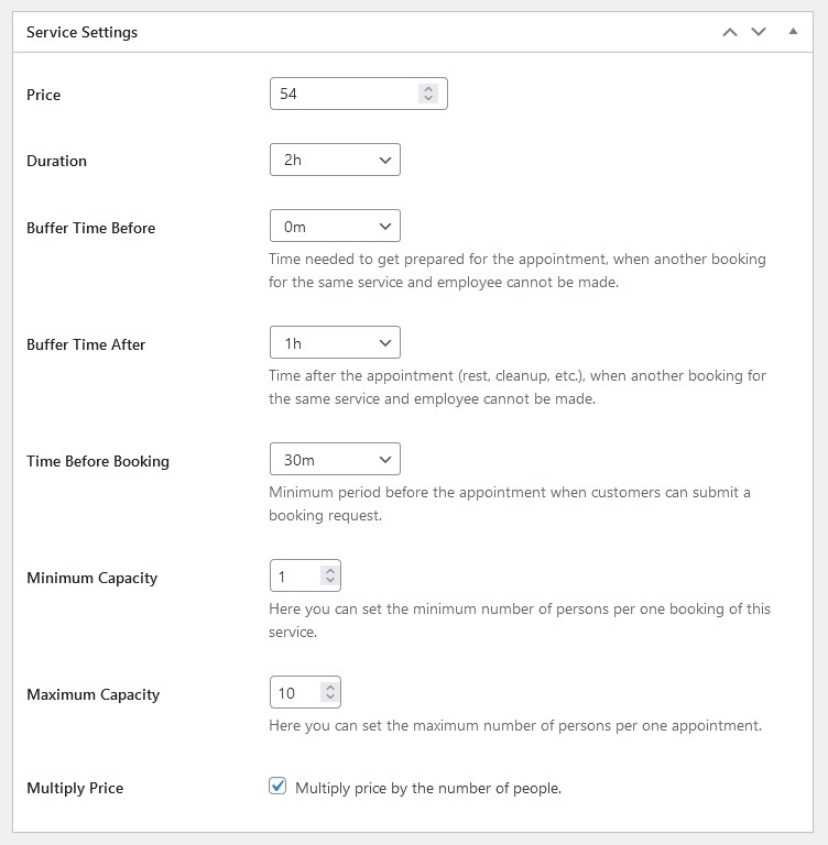 service settings