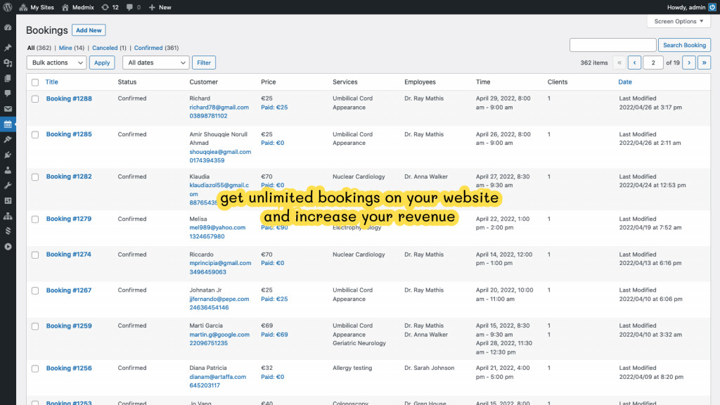 wordpress appointment booking bookings