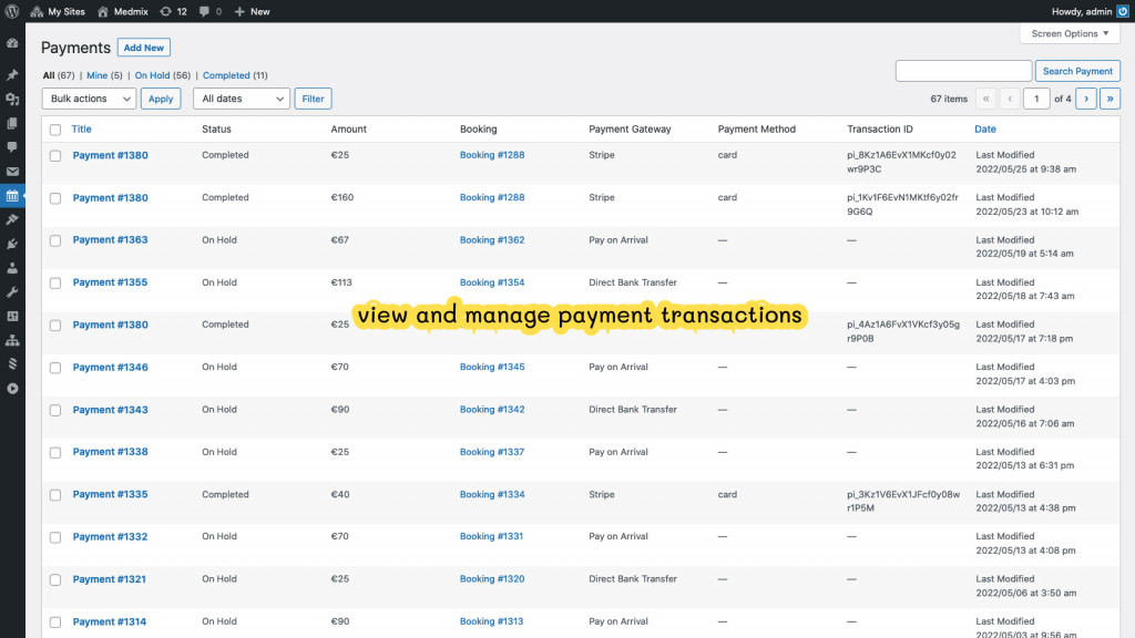 wordpress appointment booking payments