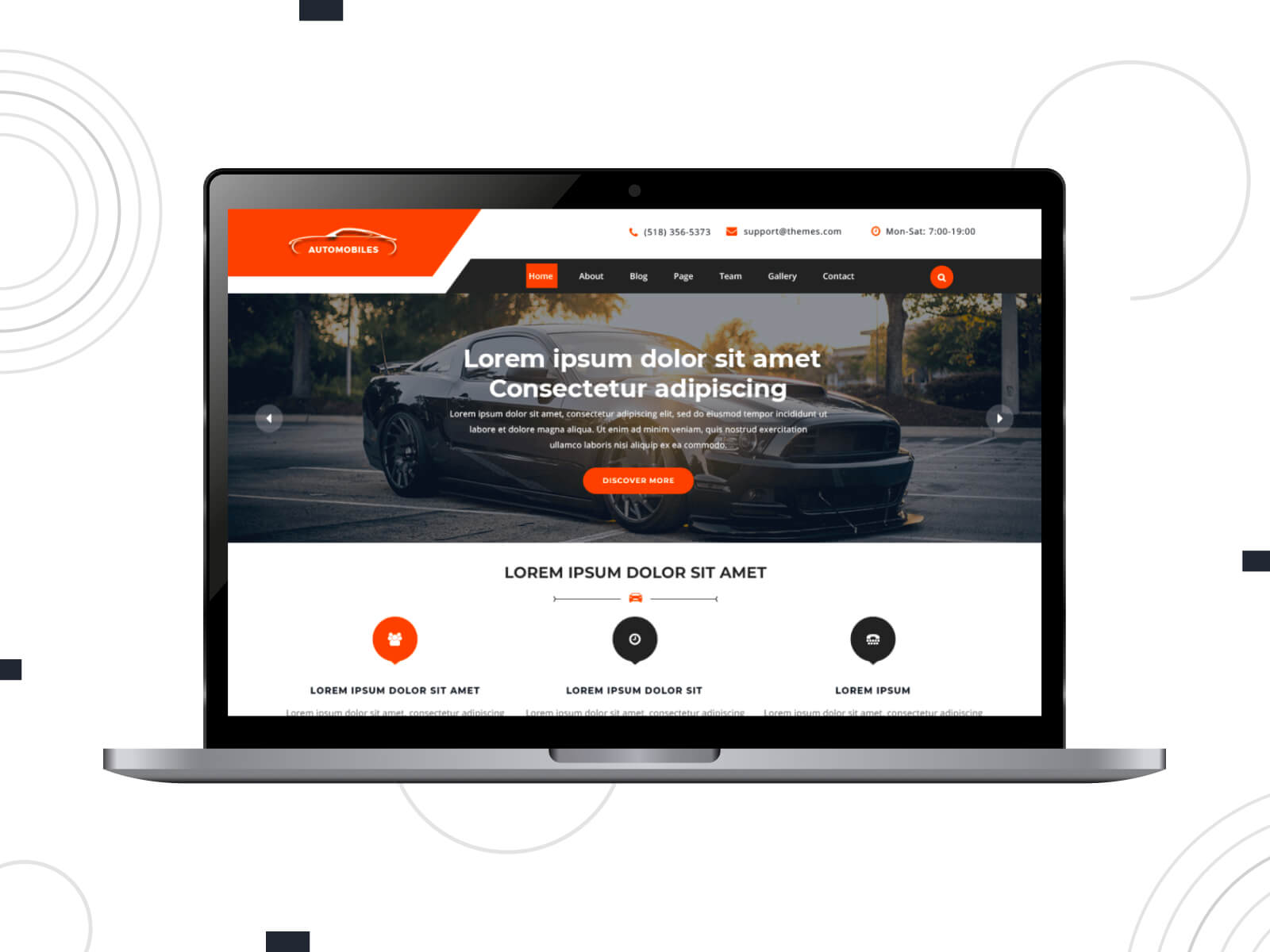 Screenshot of VW Automobile Lite - bright, crisp, this theme is celebrated for its comprehensive student management system, making it one of the best driving school WordPress themes for administrative efficiency, in orange red, and tomato color scheme.