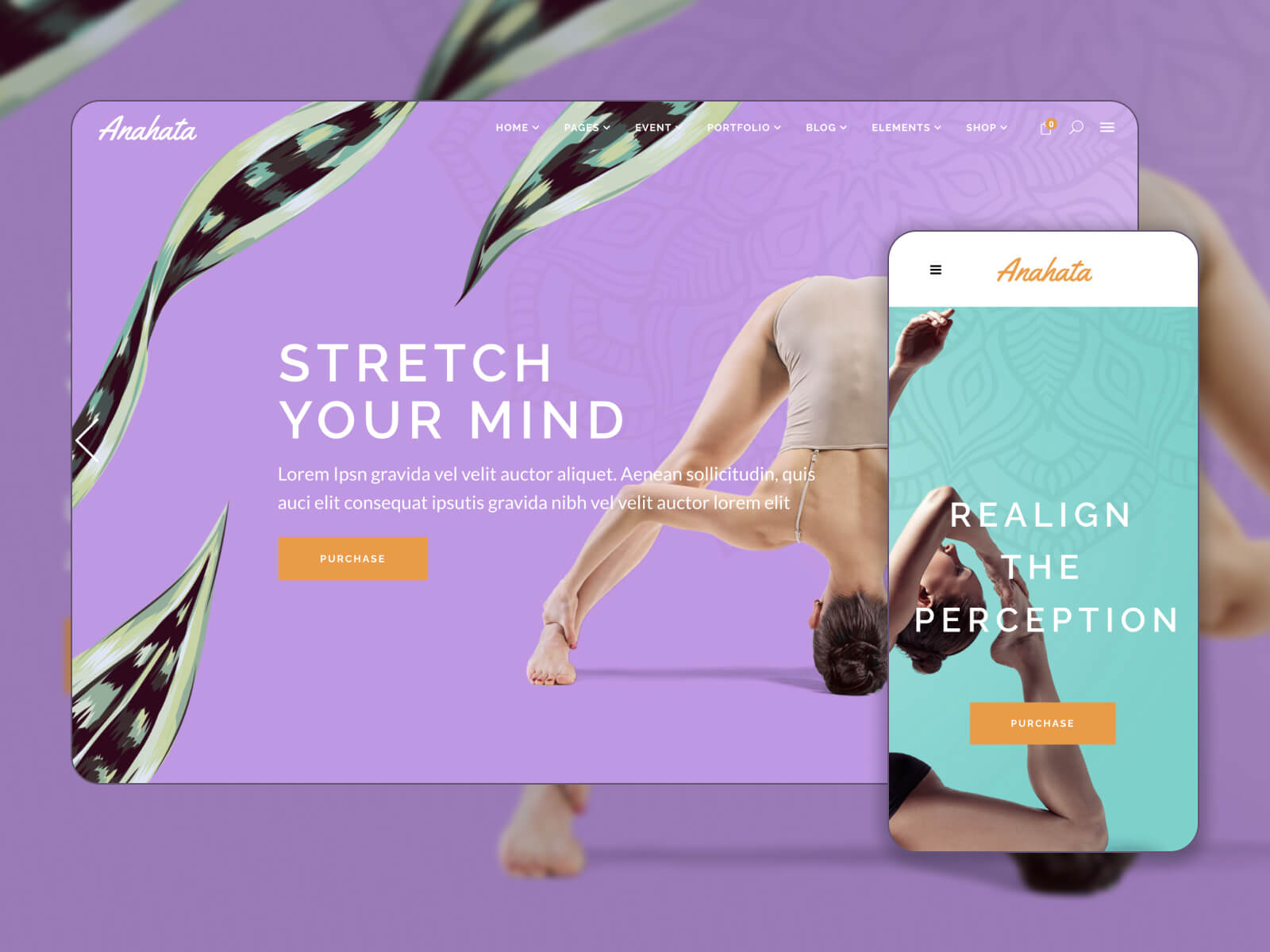 Picture of Anahata - easy-to-use and mindful yoga WP theme in darkslategray, skyblue, rosybrown, gainsboro, and plum color gradation