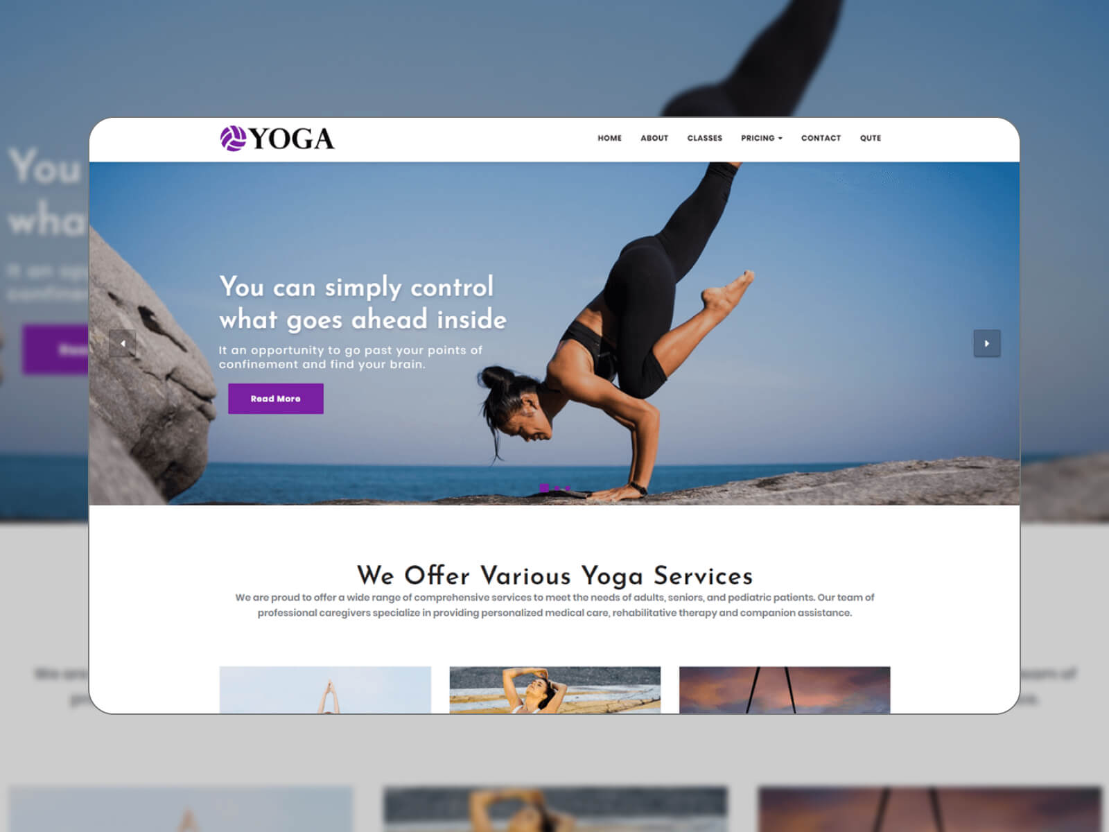 Image of Yoga - interactive and tranquil yoga website template in darkslategray, slategray, darkgray, lightgray, and white color range