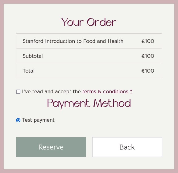 terms and conditions page checkout