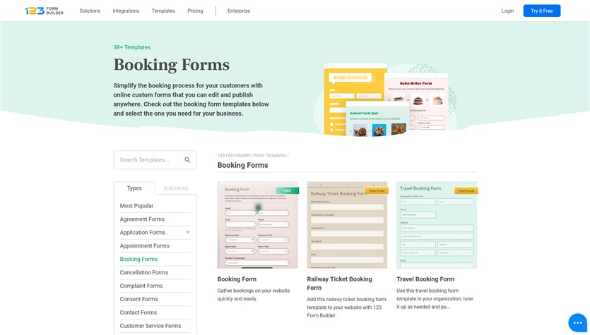 123builder booking form