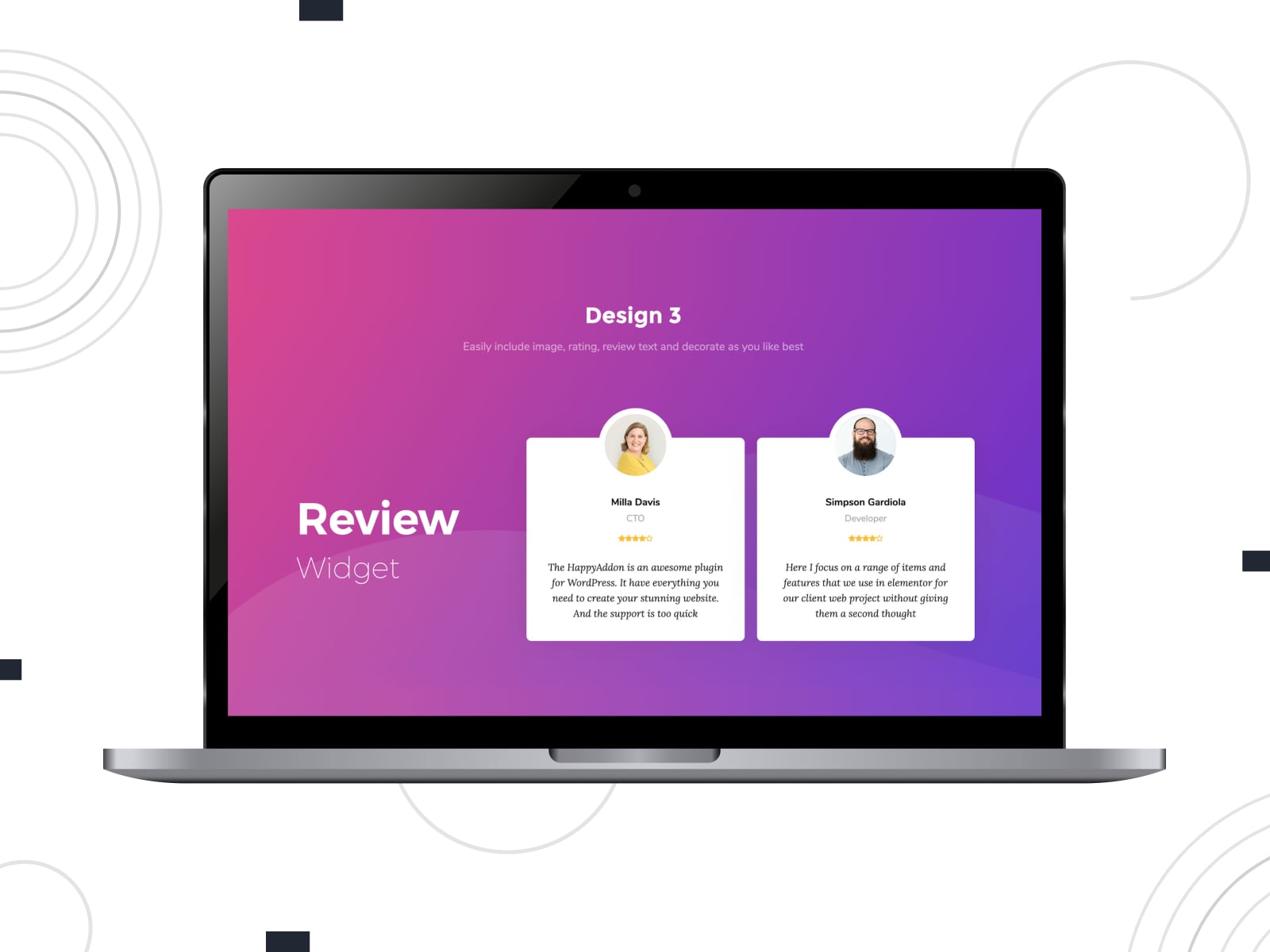 Collage of the Happy Addons Elementor best review plugin for WordPress websites.