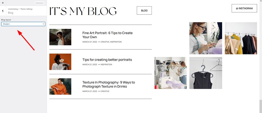 modern blog layout
