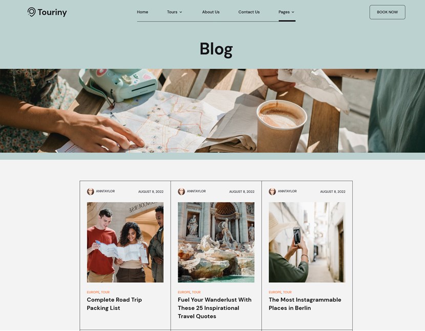 blog design touriny