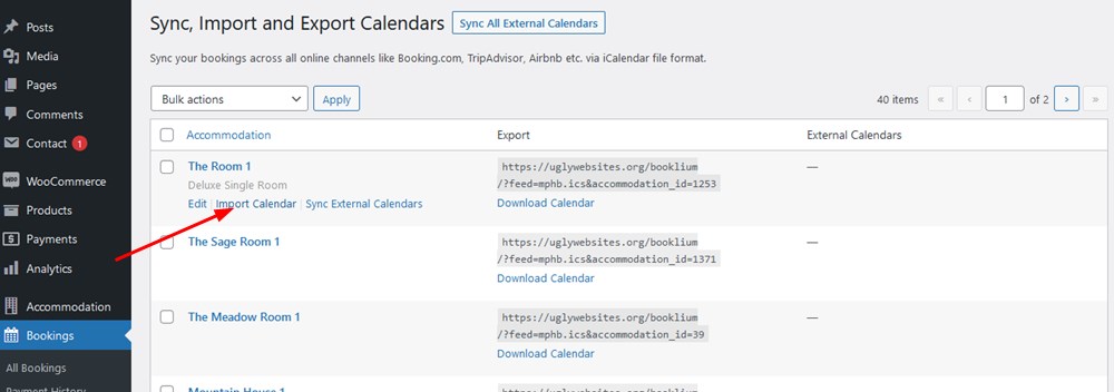 How to import a calendar.