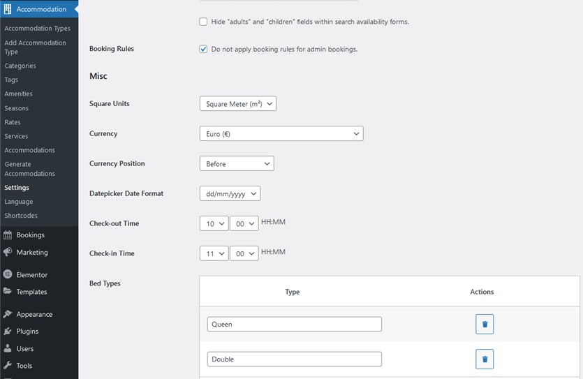 plugin settings