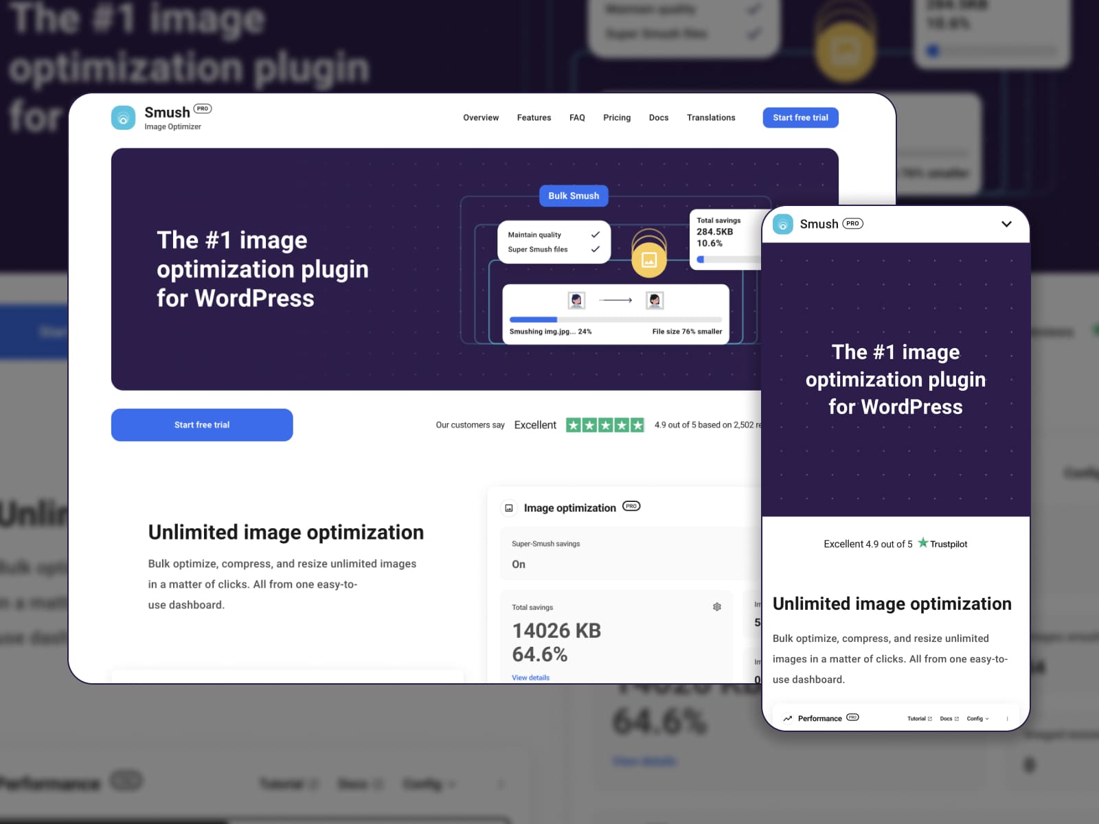 Smush WordPress plugin for image optimization in a blog.