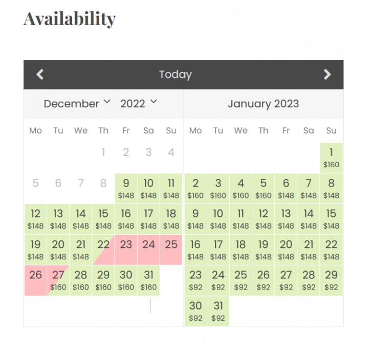 How to Display Prices in Hotel Booking Availability Calendar MotoPress