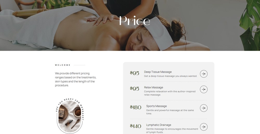 The price list Restline theme.