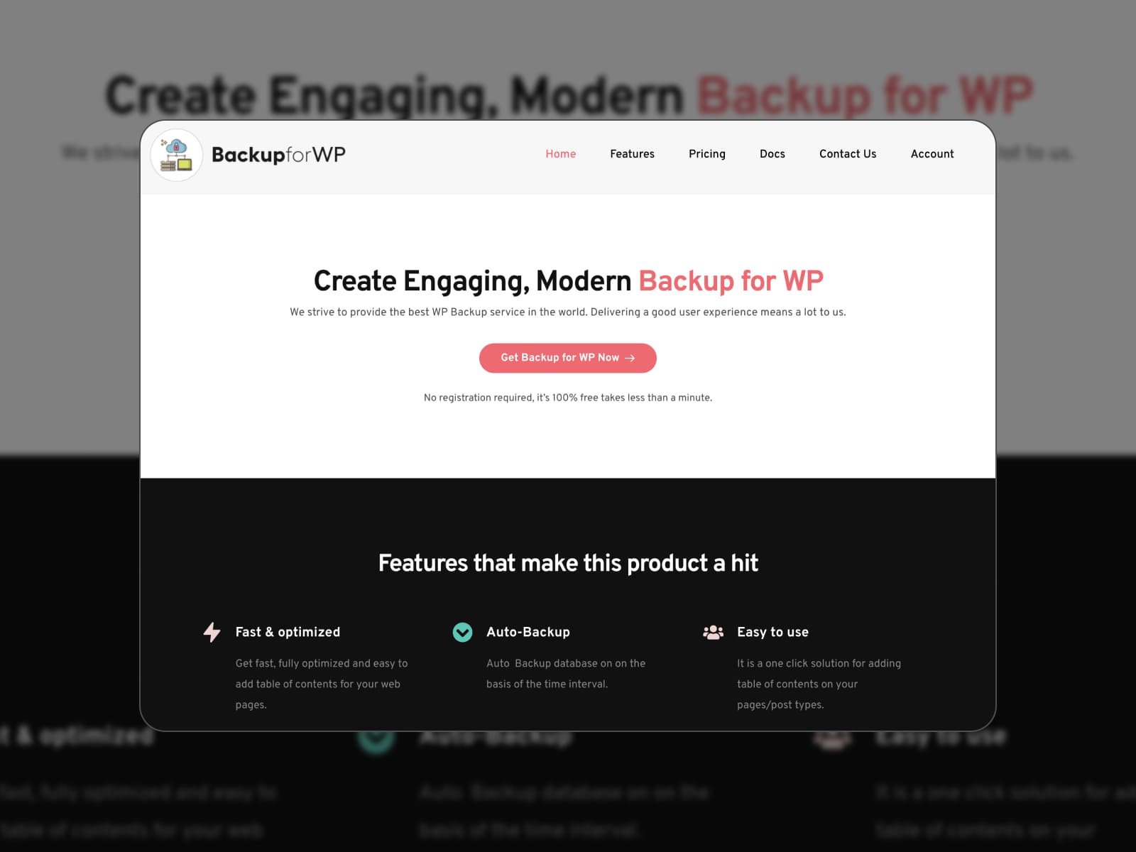 Homepage of the premium version of the WP Database Backup WordPress plugin