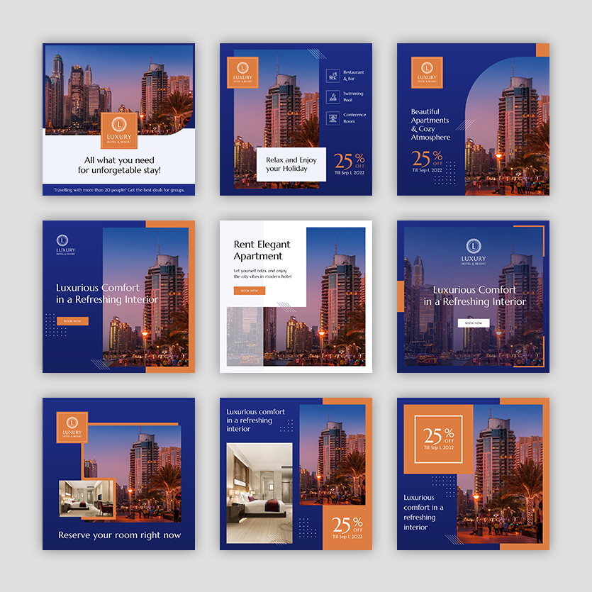 A set of free hotel social media banners.