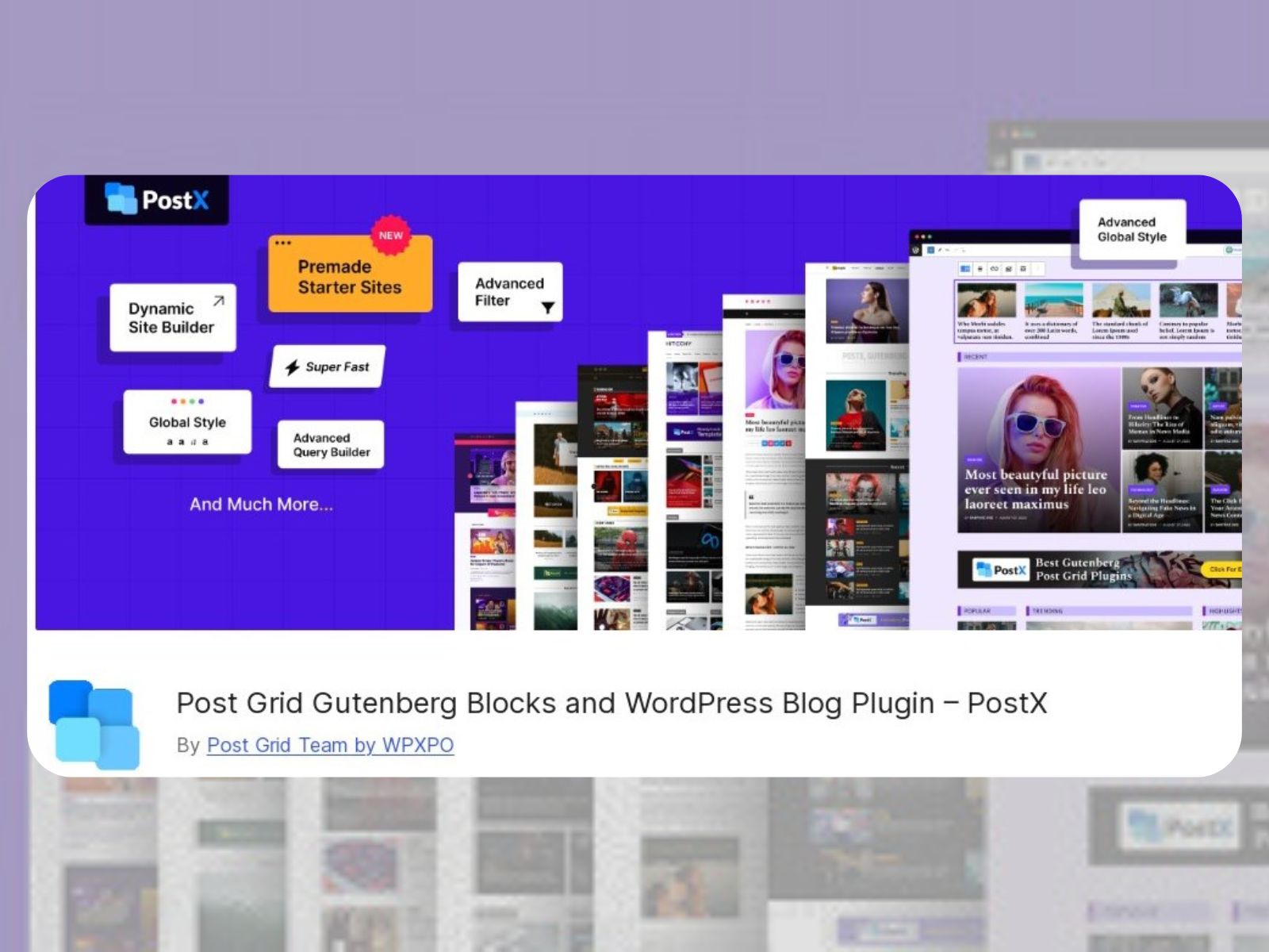 Collage of the PostX plugin for WordPress news site.