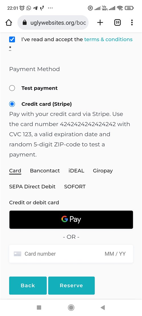 Google Pay button at checkout.
