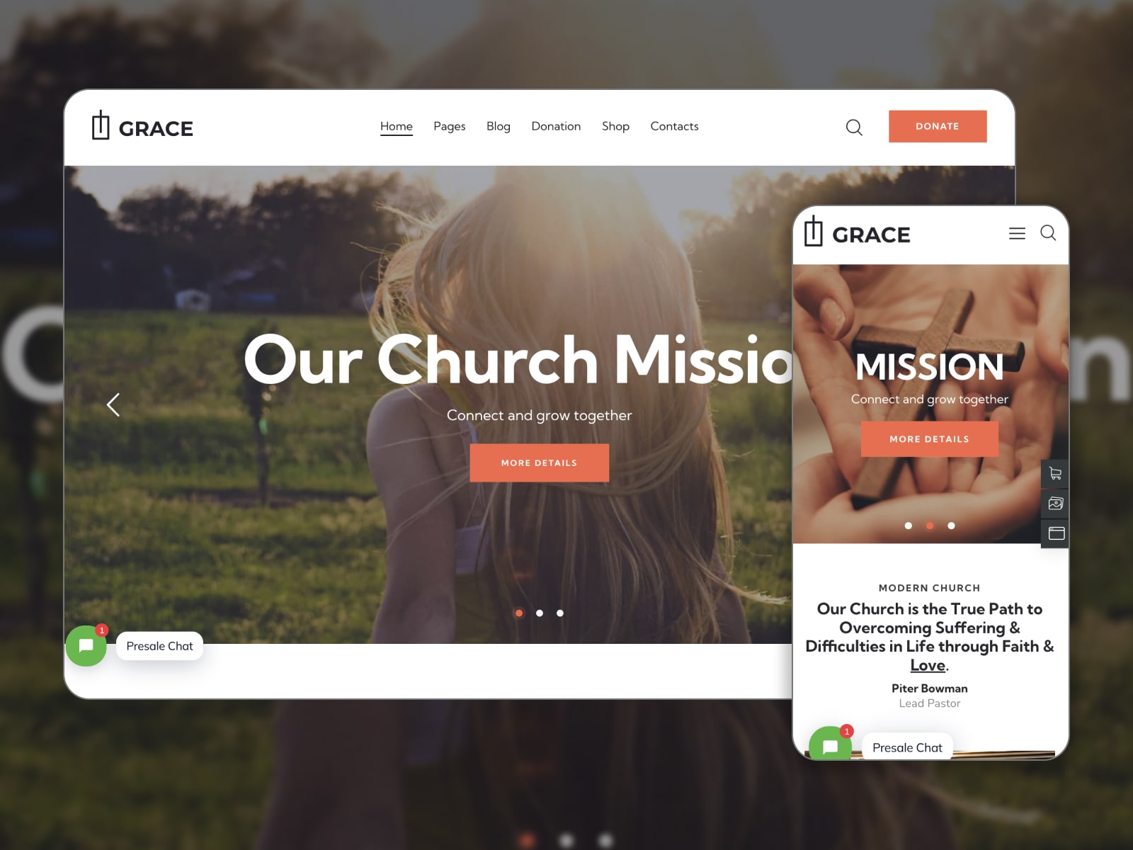 Collage of the Grace WordPress themes for churches.